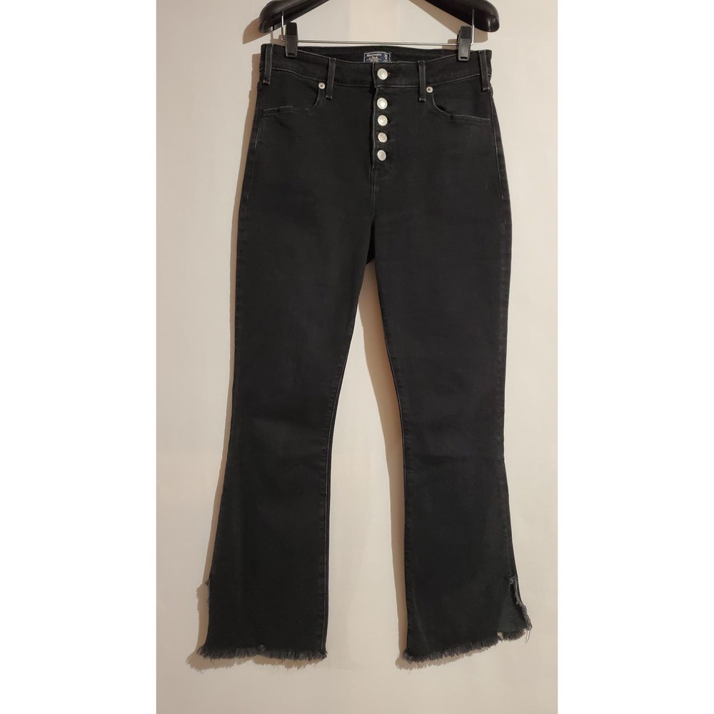 Abercrombie & Fitch High Rise Ankle Flare Jeans Womens Size 29 8 Button Fly Raw